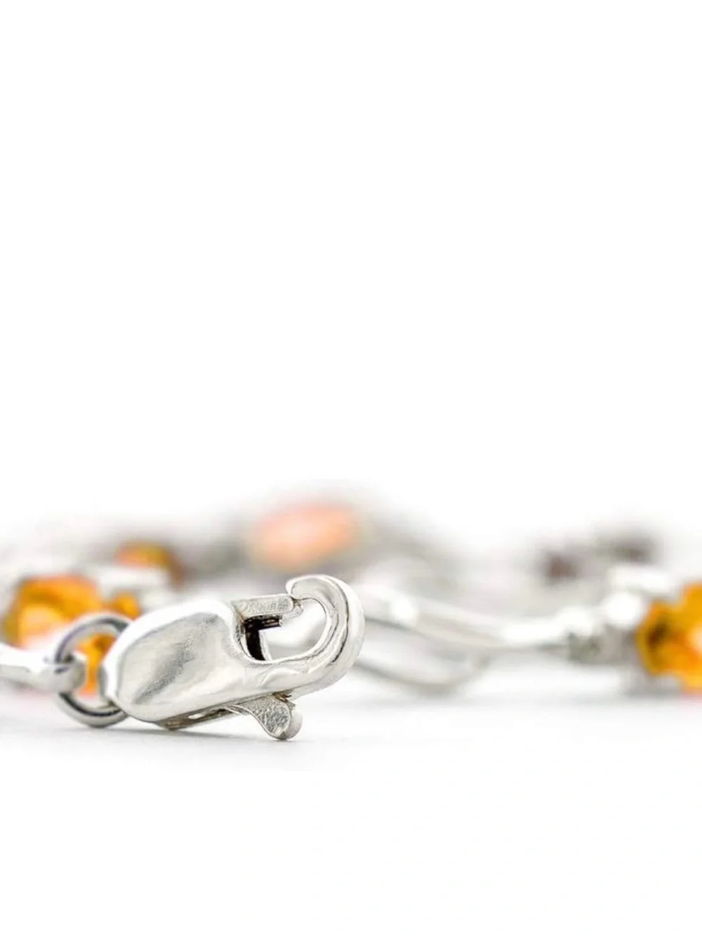 Galaxy Gold 14 K Solid Gold Natural Diamond & Citrine Tennis Bracelet